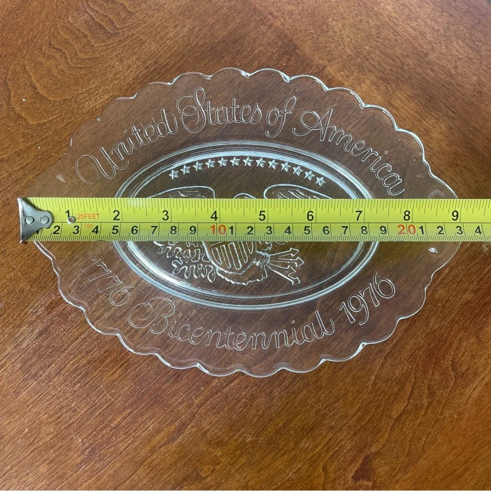 Bicentennial 1776-1976 Oval Glass Plate Vtg Avon USA Patriotic Eagle Decor  9